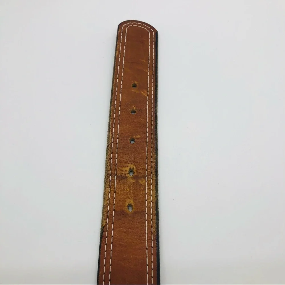 Vintage Native American silver turquoise leather belt size 34. 1983
